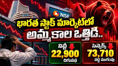 భారత స్టాక్ మార్కెట్‌లో అమ్మకాల ఒత్తిడి.. 22,900 దిగువన నిఫ్టీ, 73,710 వద్ద సెన్సెక్స్ ముగింపు